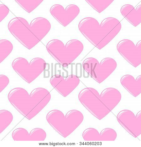 Seamless Pattern With Pink 3d Hearts. Love Seamless Pattern. Pattern To Valentines Day Or Wedding Da