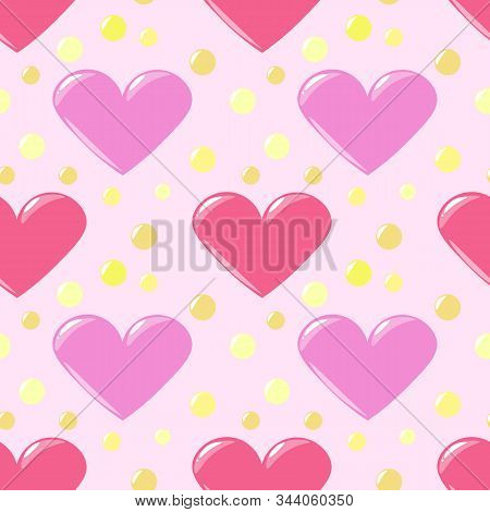 Seamless Pattern With Pink 3d Hearts. Love Seamless Pattern. Pattern To Valentines Day Or Wedding Da