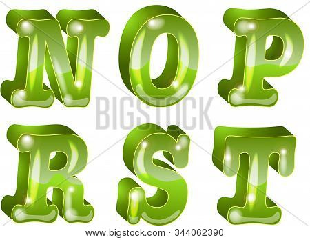 Vecor Green 3d Shining Letters. Vector Decorative Green Font