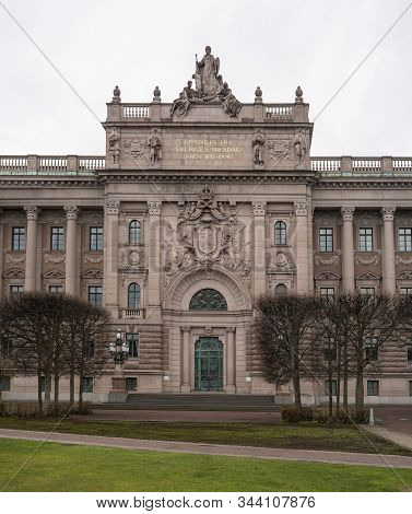 Stockholm, Sweden. Riksdag -parliament- Building At Helgeandsholmen Island