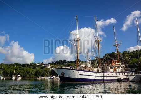 Roseau, Castries, Saint Lucia - December03, 2019: Sail Boats On The Beautiful Marina On The Caribbea