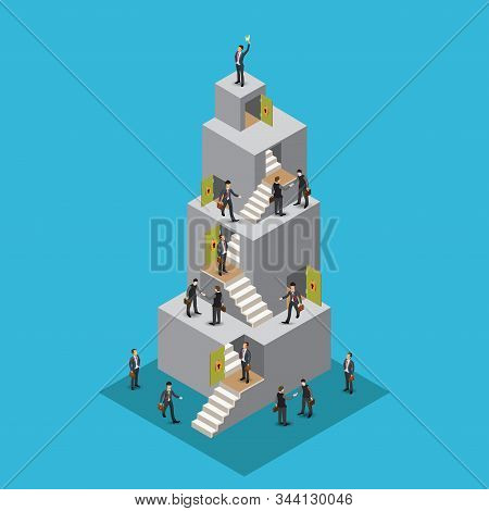 Future Business Leader Concept Finance Manager Business Man.flat Isometric People Executive Manager 