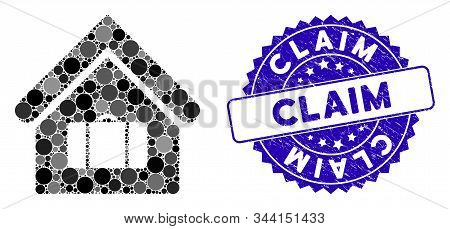 Mosaic Luggage Room Icon And Distressed Stamp Watermark With Claim Text. Mosaic Vector Is Created Wi
