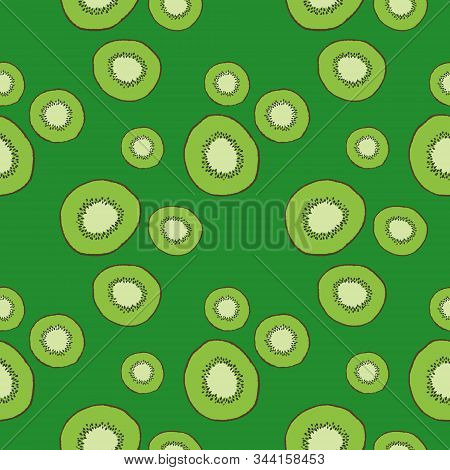 Colorful Kiwi Fruit Bladder Interrupts Seamless Pattern.