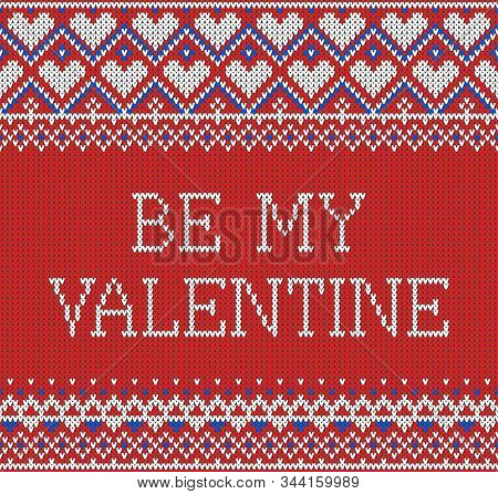 Seamless Pattern On The Theme Of Holiday Valentines Day With An Image Of The Norwegian And Fairisle 
