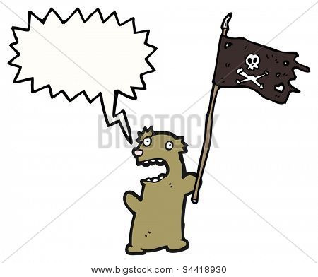 cartone animato teddy bear con bandiera pirata