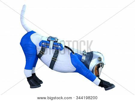 3D Rendering Astronaut Dog On White