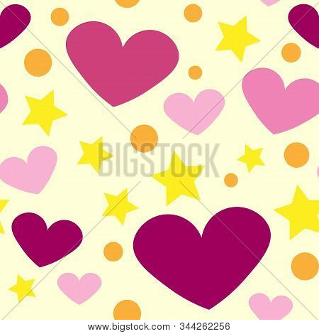 Seamless Pattern With Pink Hearts. Love Seamless Pattern. Pattern To Valentines Day Or Wedding.