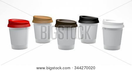 3d Rendering,difference Coffee Cup Set,blank Mockup Isolated White Background