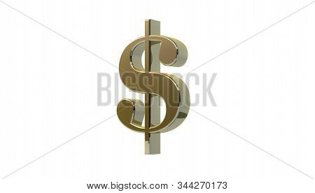 3d Rendering Currency Symbol With Golden Texture Isolated On White Color Background