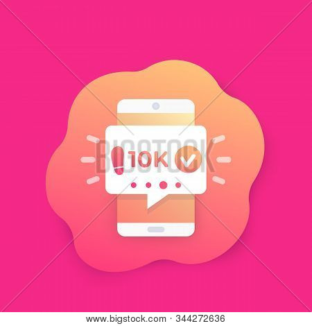 Fitness App Notification, Track The Steps, Pedometer, Activity Tracker Vector Icon With Smart Phone