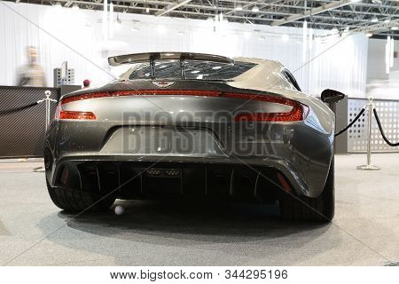 Dubai, Uae - November 16: The Aston Martin One-77 Sports Car Is On Dubai Motor Show 2019  On Novembe