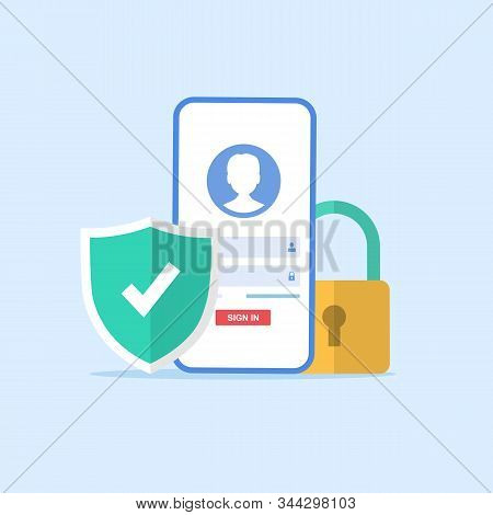 Online Registration Form. Login Form, Login Page, Opened In A Web Browser Window On A Mobile Phone S
