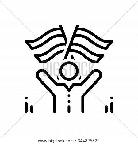 Black Line Icon For Compatriot Indigenous People Flag Nation