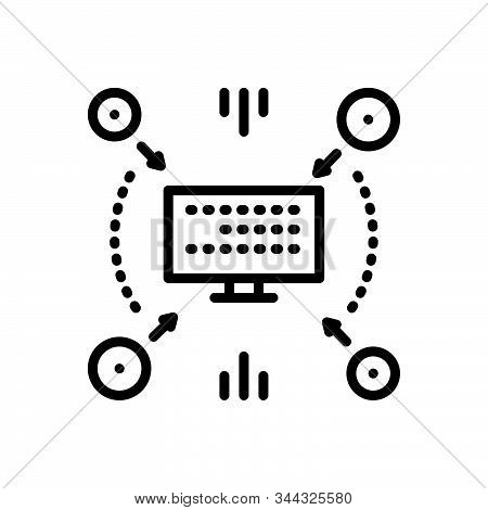 Black Line Icon For Compiling Anthology Collection Monitor Technology