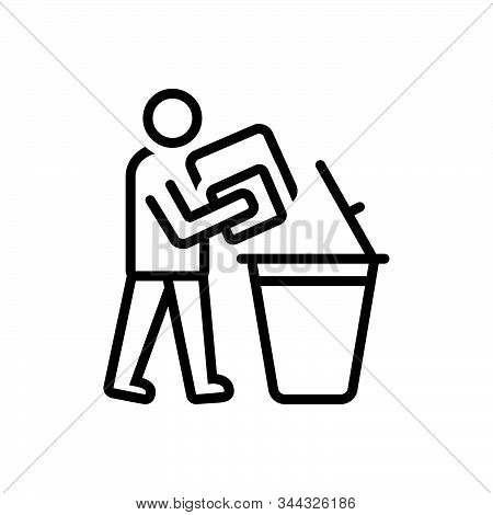 Black Line Icon For Declutter Dustbin People Throw