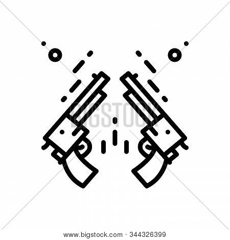 Black Line Icon For Counterstrike Gun Fire Battle Revolver