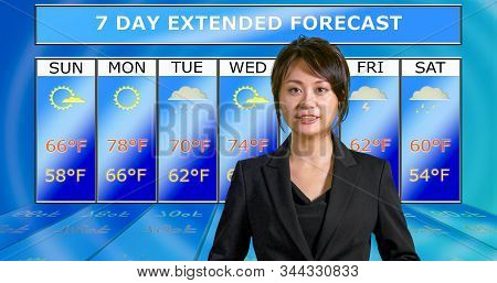 Asian American Meteorologist Reporting Weather
