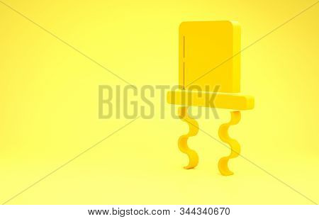 Yellow Orthodox Jewish Hat With Sidelocks Icon Isolated On Yellow Background. Jewish Men In The Trad