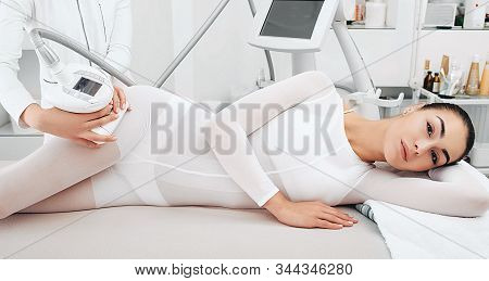 Lpg Massage, A Woman Loses Cellulite On Her Legs. Anti-cellulite Massage Procedure
