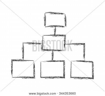 Pencil Sketch Of The Network Icon In The Style Of Doodle. Multilevel Network. Isolated On A White Ba