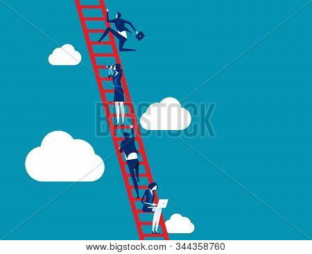 Business Process And Teamwork. Concept Business Vector Illustration, Ladder, Achievement, Aspiration