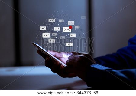 Business Using Smartphone,with Email Icon,email Inbox Electronic Communication Graphics Concept.