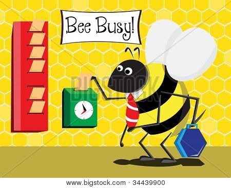 Abeja obrera va a trabajo a tiempo