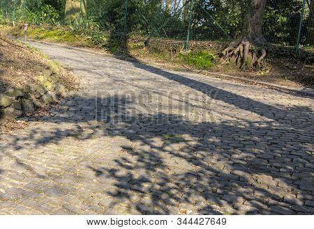 Image Of The Famous Cobblestone Road Muur Van Geraardsbergen Located In Belgium. On This Road Every 