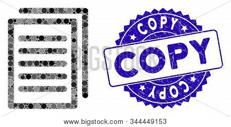 Mosaic Copy Icon And Grunge Stamp Watermark With Copy Caption. Mosaic Vector Is Composed With Copy I