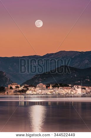 Full Moon Over St Florent In Corsica