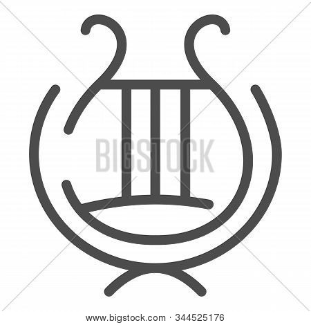 Greek Lyre Instrument Line Icon. Ancient Lira Instrument Vector Illustration Isolated On White. Musi