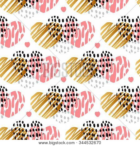 Abstract Seamless Pattern With Hand Drawing Hearts