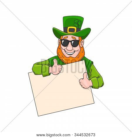 Cartoon Leprechaun In Glasses