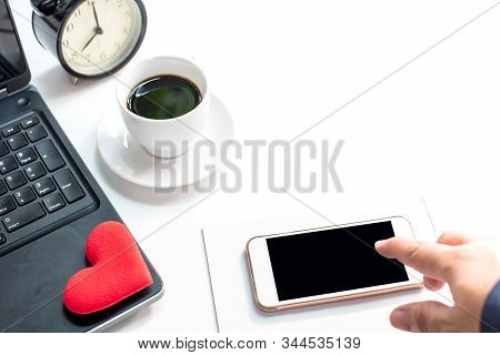Fresh Start Of The Day. Coffee With Heart For Business On Valentines Day.