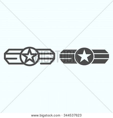 Army Epaulet Line And Glyph Icon. Military Rank With One Star Vector Illustration Isolated On White.
