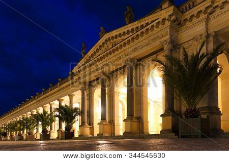 The Mill Colonnade Mlynska Kolonada Neo-renaissance Building With Columns And Hot Springs In Spa Tow