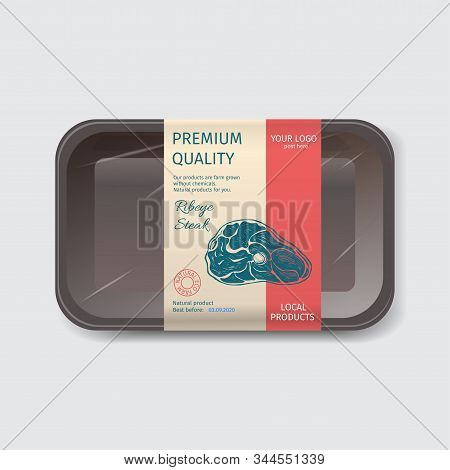 Corporate Identity For A Butcher Shop. Sticker For Boxing Natural Products. Packaging For Maet Box.