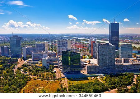 Vienna. Modern Skyscrapers Skyline In Vienna Business District, Donaustadt, Capital Of Austria