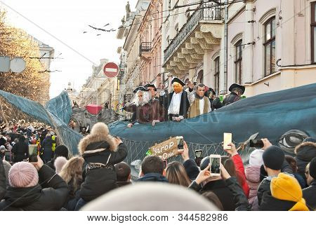 Ukraine, Chernivtsi, January 2020. Lightning Festival: 