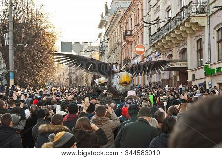 Ukraine, Chernivtsi, January 2020. Lightning Festival: 