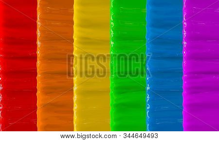 3d Rendering. Lgbt Rainbow Color Art Curve Curtian Wall Background.