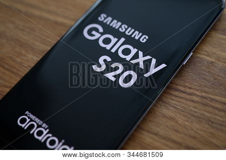 Minsk, Belarus - 13 January 2020 : Sasung Galaxy S20 Smartphone. Illustrative Editorial