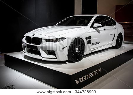 Frankfurt Am Main, Germany - September 14, 2013: White Supercar Bmw M5 (f10) Hamman Mi5sion Presente