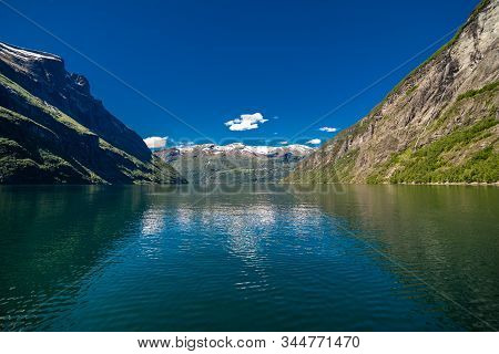 Landscape Views Inside The Geiranger Fjord Taken By The Ferry Hellesylt Geiranger