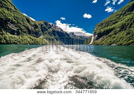 Landscape Views Inside The Geiranger Fjord Taken By The Ferry Hellesylt Geiranger