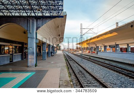 Leianokladi / Greece -  December 7 2014: View Of The Railway Station, Situated Between Lamia And Lei