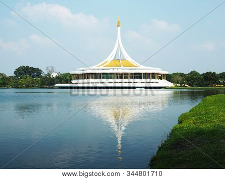Bangkok, Thailand-december 27, 2019: Ratchamangkhala Pavilion Against Blue Sky At Suan Luang Rama Ix