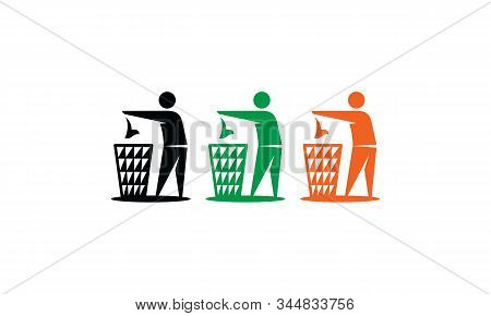 Take Out The Trash Recycle Logo Icon Vector Symbol Simple