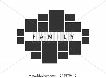 Family Photo Collage Frames Template For Interior Design. Vector Collage Layout For Photo Montage.